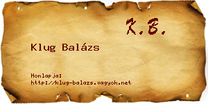 Klug Balázs névjegykártya